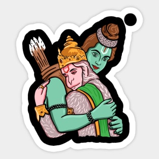 Rama hugging Hanuman Sticker